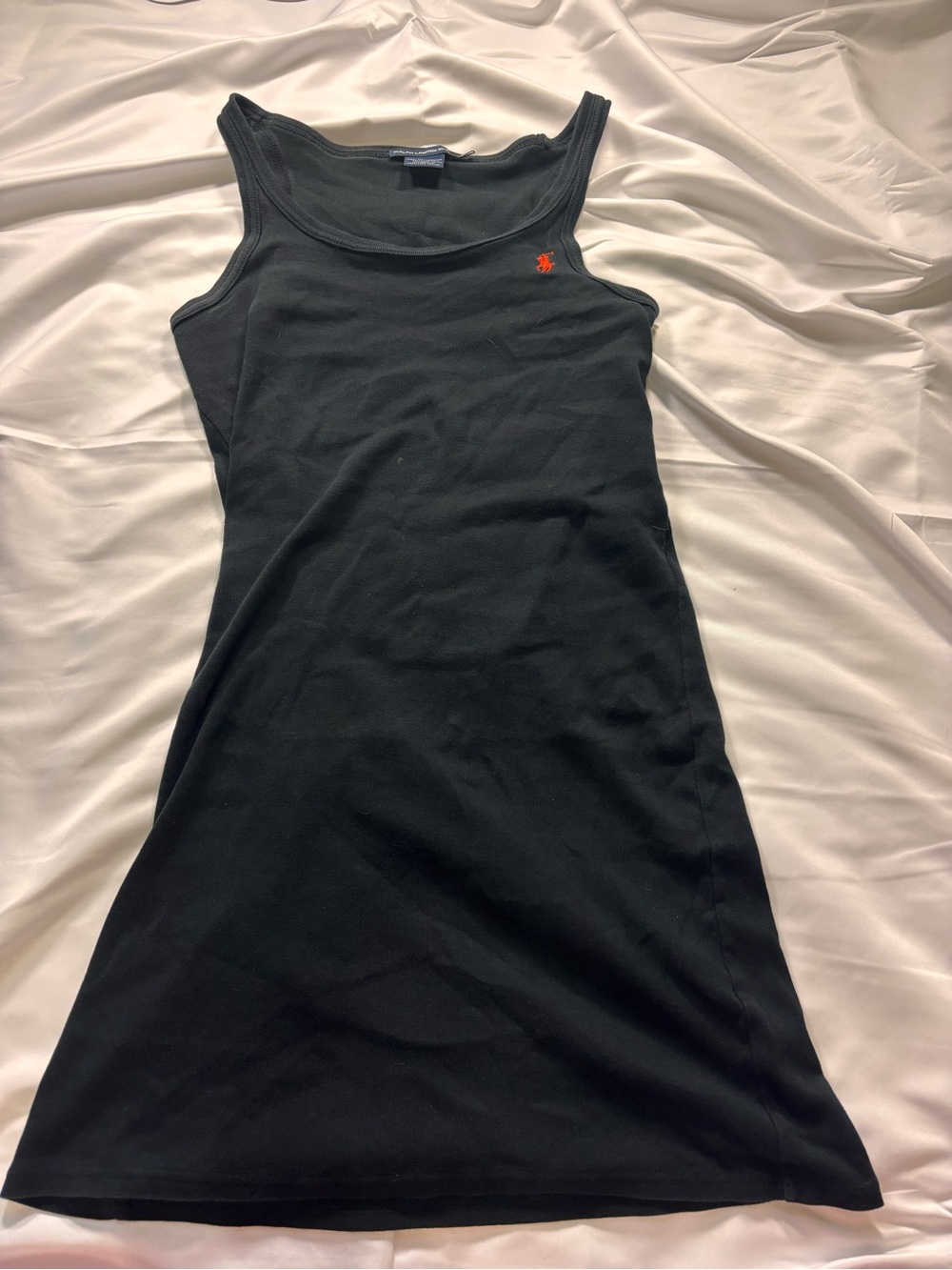 Y2K Polo Ralph Lauren Black Tank Dress with Red Pony Logo